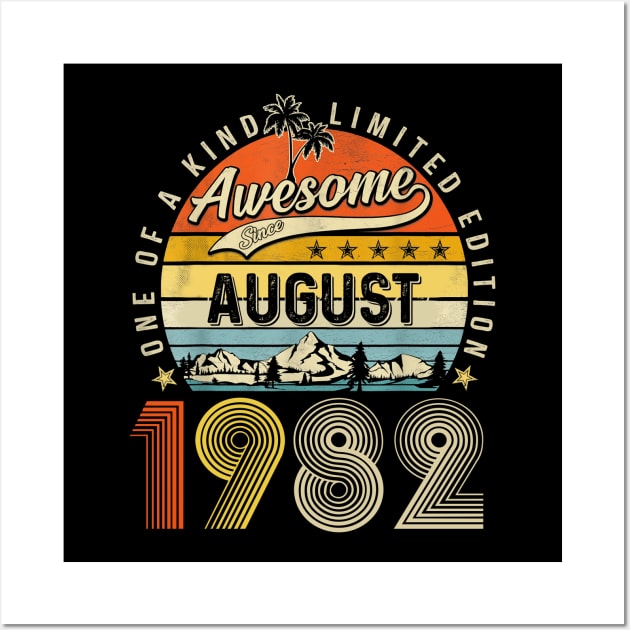 Awesome Since August 1982 Vintage 41st Birthday Wall Art by Vintage White Rose Bouquets